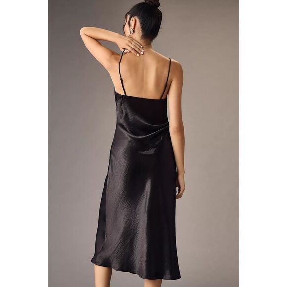Anthropologie Cowl-Neck Slip Dress Black XXS NWT - Picture 2 of 4